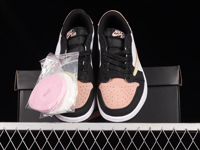 Air Jorden 1 Low Travis- White/Black/Light Pink