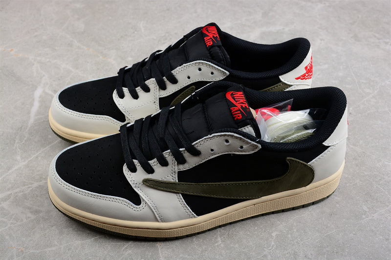 Air Jorden 1 Travis - Black/Olive/Red/silver